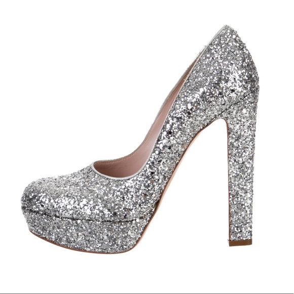 silver glitter platform shoes